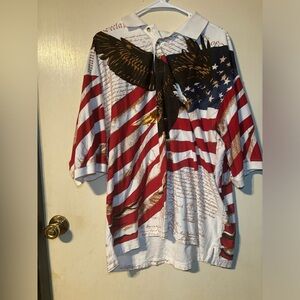 Y2K Cotton Traders Declaration of Independence Full Body America Eagle Polo